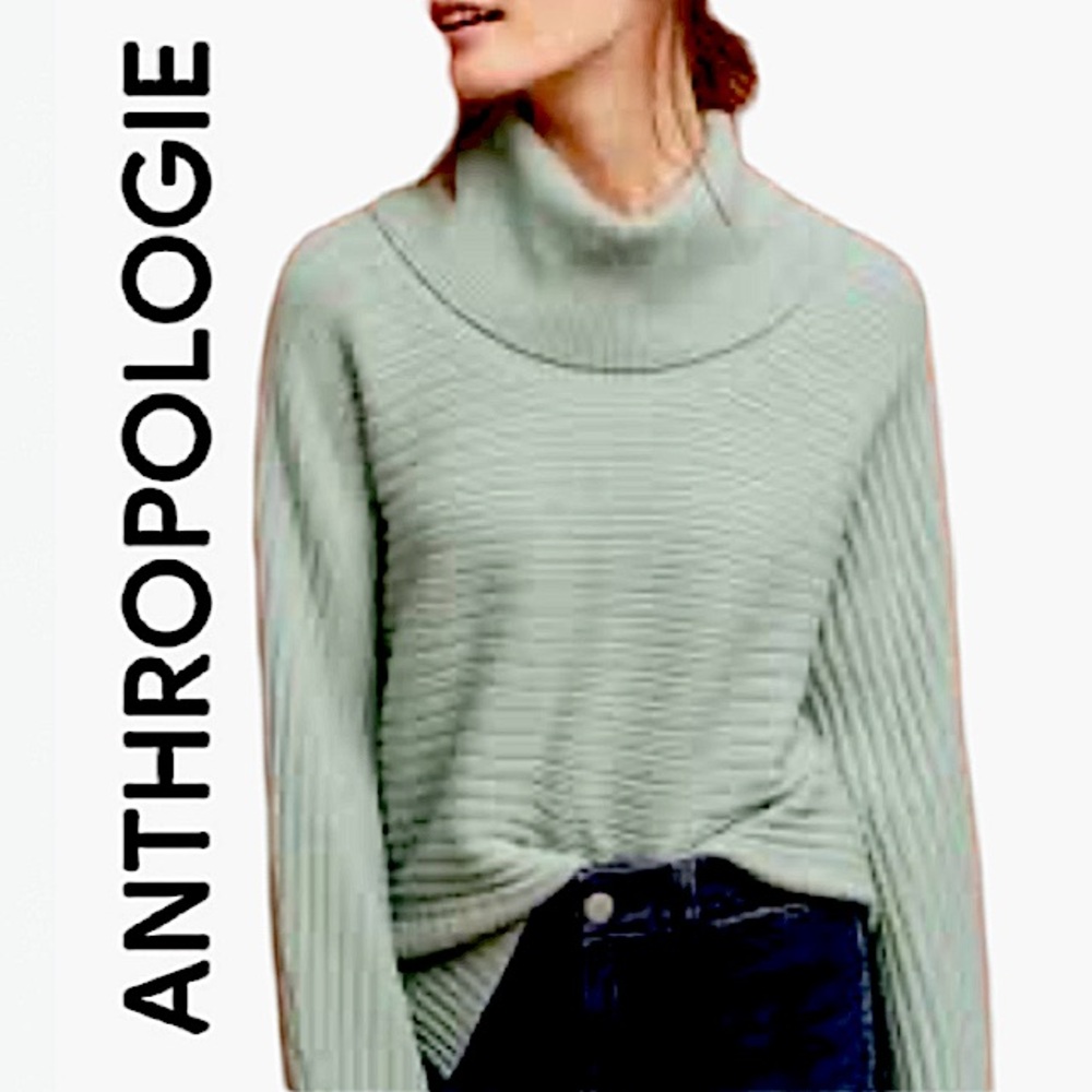 MOTH. Anthropologie. Gorgeous cowl neck Long sleeve ribbed sweater. Sage. Large